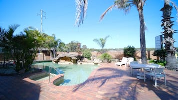 Outdoor pool, sun loungers