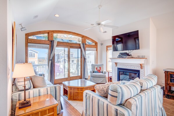 TV, foosball, stereo