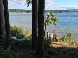 On the beach, beach towels