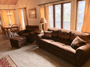 Smart TV, caminetto, lettore DVD, libri