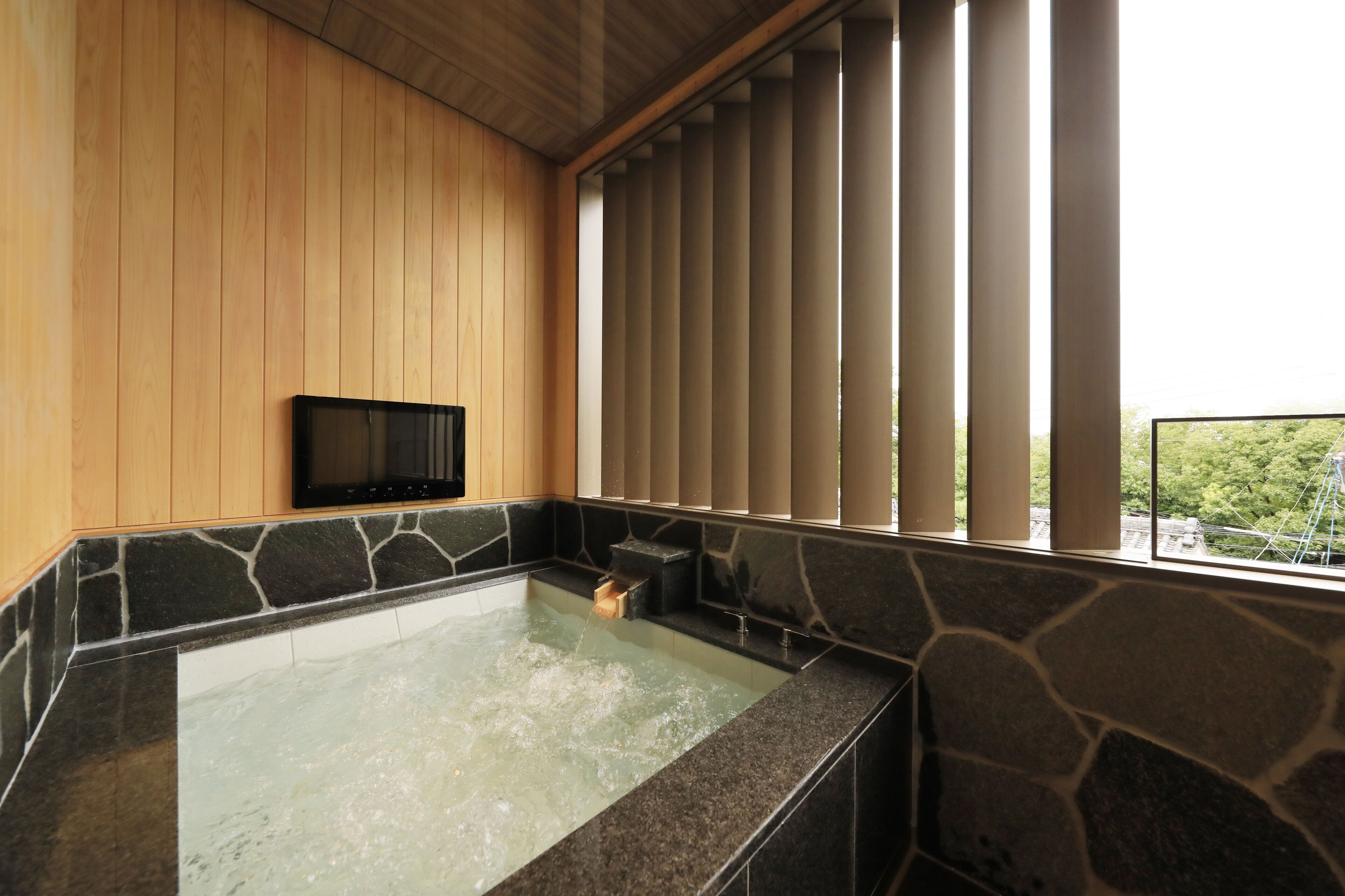 Separate bathtub and shower, deep-soaking bathtub, rainfall showerhead