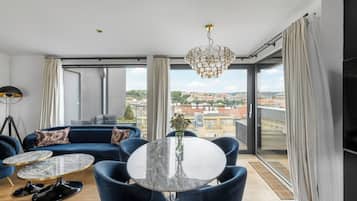 2 Bedroom Apartment, Terrace - Duplex | Living area | 43-inch flat-screen TV with cable channels