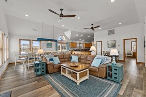 TV, fireplace, DVD player, stereo - 1427 - Infinity Shores, Oceanside Beauty! Lots of Deck Space. Private Pool. Game Room. (Corolla)