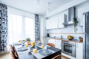 Superior Apartment, 2 Bedrooms | Private kitchen | Fridge, stovetop, coffee/tea maker, electric kettle - Vagabond Downtown (Budapest)