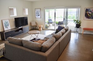 TV, fireplace, video games, DVD player