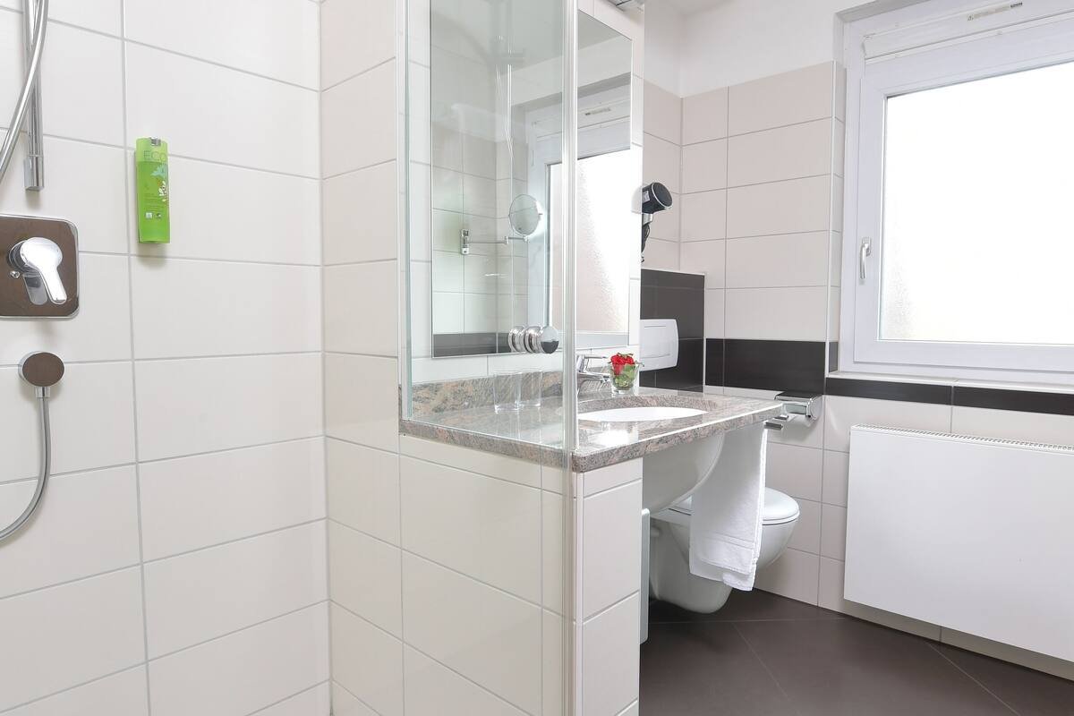 free toiletries, hair dryer, bathrobes, slippers