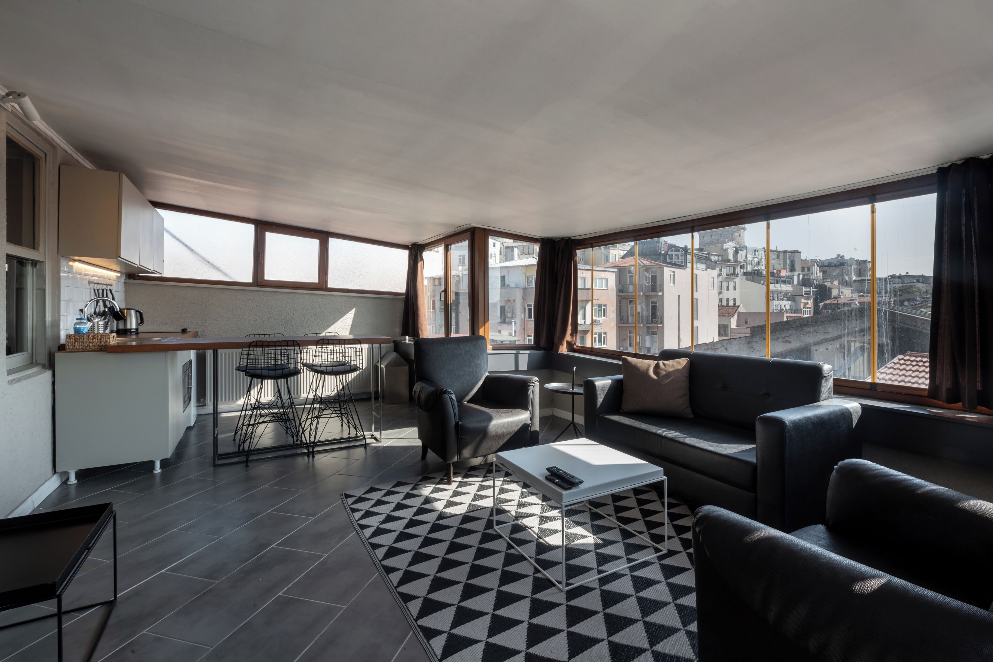 Panoramic Penthouse, City View | Living area