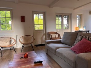 TV, DVD player, table tennis, books