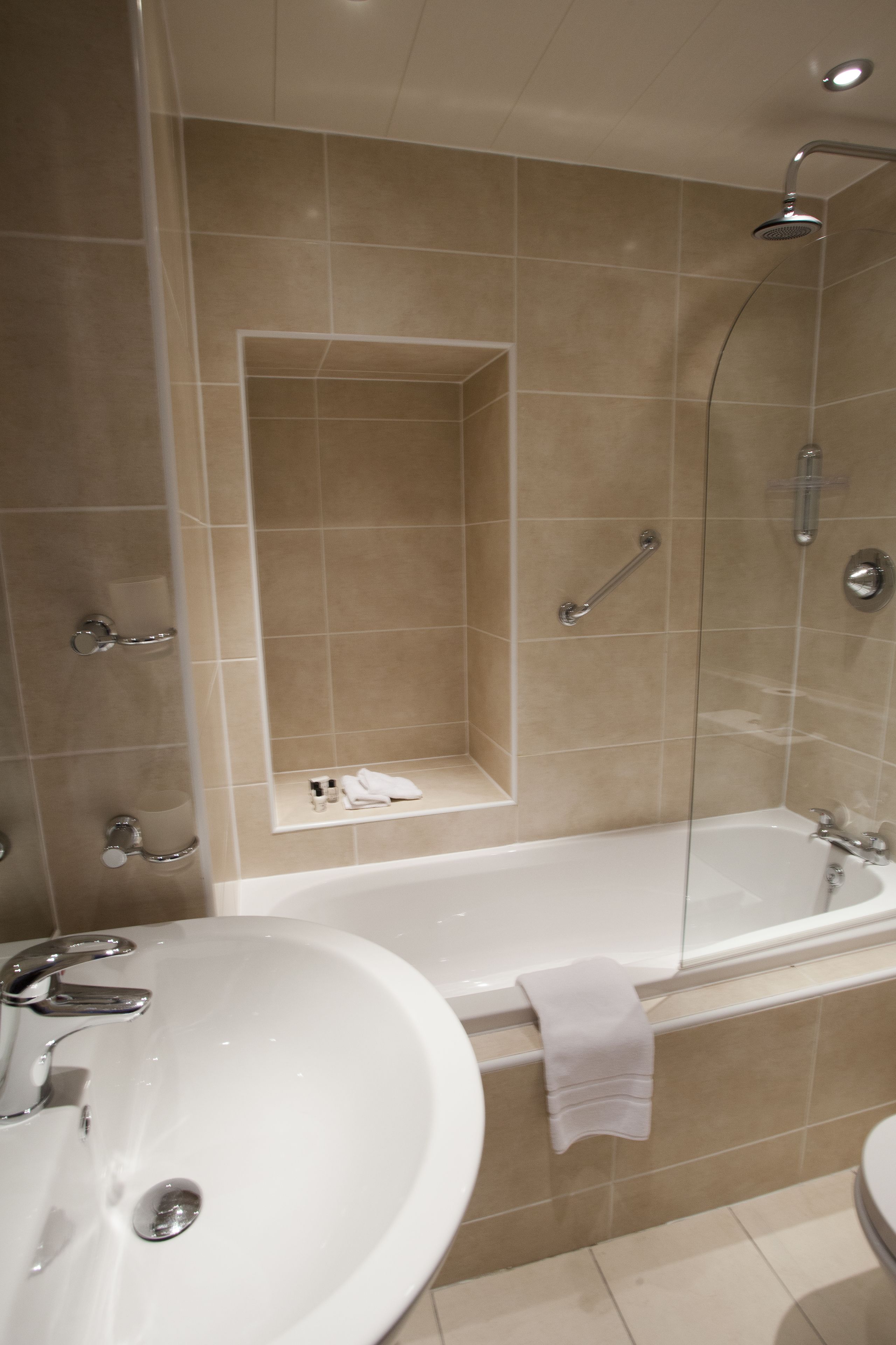 free toiletries, hair dryer, towels