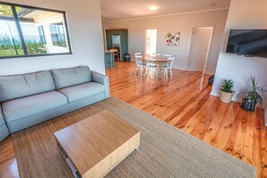 Smart TV, DVD player, books, video library