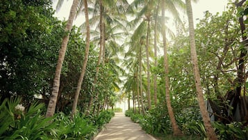 Beach nearby, sun-loungers, beach towels