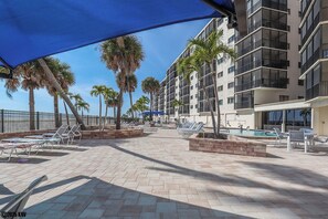 Terrace/patio - Fabulous Beachfront Corner Condo at Carlos Pointe Resort w/ Million$ Gulf View! Heated Pool! (Fort Myers Beach)