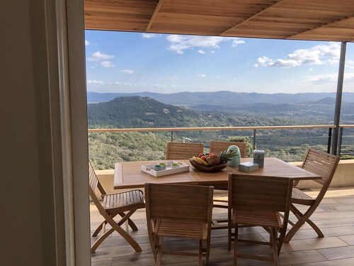 rental villa 270m² on 2 levels air conditioned south corsica in sotta with swimming pool