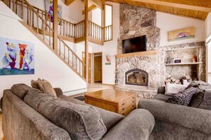 TV, fireplace, video games, ping pong