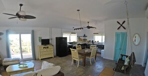 TV, DVD player, video library