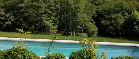 Una piscina al aire libre, una piscina climatizada