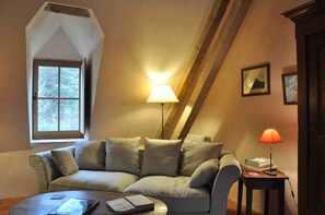 Fernseher, Kamin, DVD-Player, Bücher