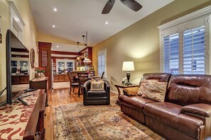 Smart TV, DVD player, books, streaming services