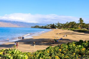 Beach nearby, sun-loungers