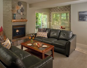 Téléviseur connecté, foyer, lecteur de DVD, table de ping-pong