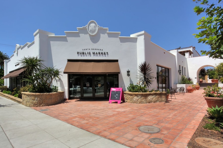 Santa Barbara Public Market exterior with inviting entrance and sunny surroundings.