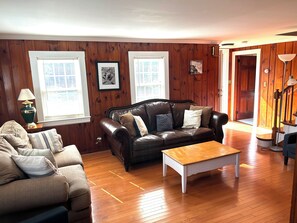 Smart TV, fireplace, DVD player, books