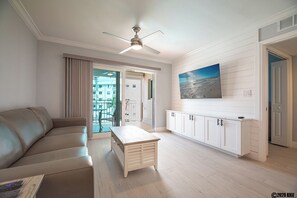 Living area - Newly Remodeled At Bargain Price! Beachfront Leonardo Arms 407 Offers Sun and Fun! (Fort Myers Beach)