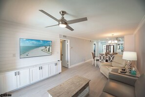 Living area - Newly Remodeled At Bargain Price! Beachfront Leonardo Arms 407 Offers Sun and Fun! (Fort Myers Beach)