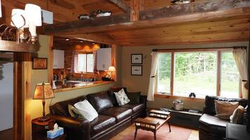 Télévision, cheminée, livres