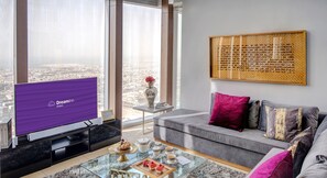 Grand Duplex, 5 Bedrooms, City View, Tower | Living room | Flat-screen TV - Dream Inn Dubai - 48 Burj Gate Penthouse (Dubai)
