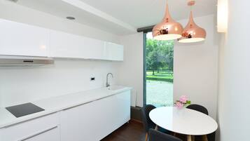 Deluxe Apartment, City View | Private kitchenette | Fridge, electric kettle, cookware/dishes/utensils