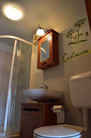 Doppelzimmer | Badezimmer | Dusche, kostenlose Toilettenartikel, Haartrockner, Handtücher