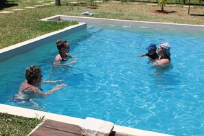 Outdoor pool, pool loungers