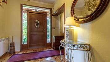 25-inch TV with satellite channels, fireplace, DVD player