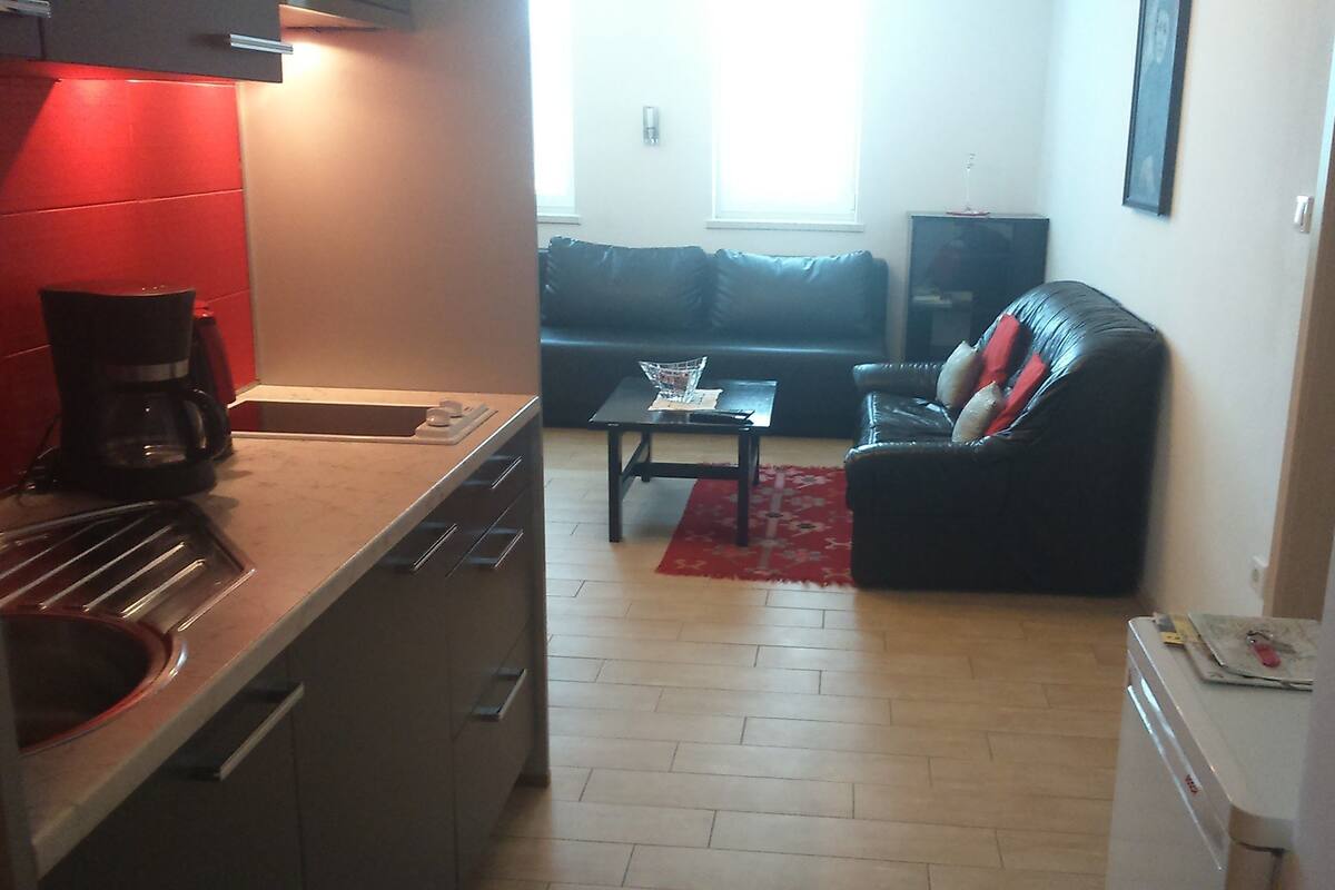 Deluxe Apartment, 1 Bedroom, Garden View | Living area | 43-inch flat-screen TV with cable channels, TV