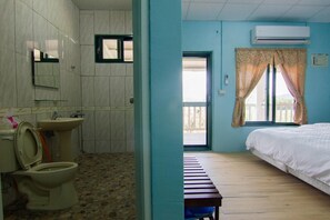 Shower, free toiletries, hair dryer, slippers
