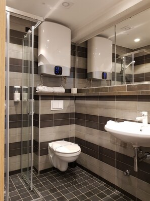 Double Room, 2 Single Beds, Non Smoking, City View | Bathroom | Shower, free toiletries, hair dryer, towels - Hotel Resurs (Podgorica)