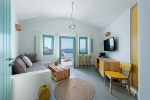 Honeymoon Suite with Private Heated Plunge Pool & Caldera View | Living area | Flat-screen TV - Avatar Suites (Santorini)
