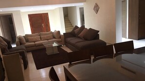 Design Villa, 4 Bedrooms, Non Smoking | Living area | Flat-screen TV, fireplace - Villa d'Ourika 1 (Marrakech)