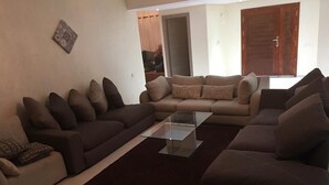 Design Villa, 4 Bedrooms, Non Smoking | Living area | Flat-screen TV, fireplace - Villa d'Ourika 1 (Marrakech)