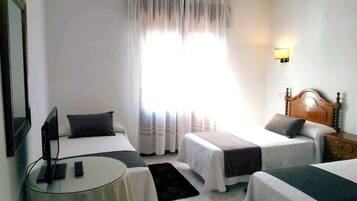 Blackout curtains, free cots/infant beds, free WiFi, bed sheets