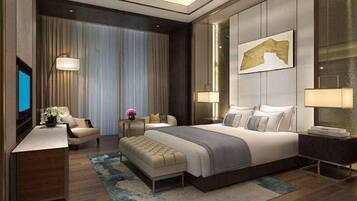 Minibar, coffres-forts dans les chambres, bureau