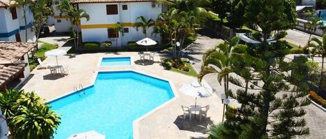 2 outdoor pools, pool umbrellas, sun loungers