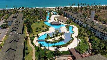 3 outdoor pools, a heated pool