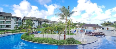 3 outdoor pools, a heated pool