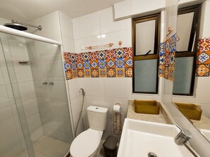 Family Apartment, 2 Bedrooms, Pool View | Bathroom | Shower, toilet paper