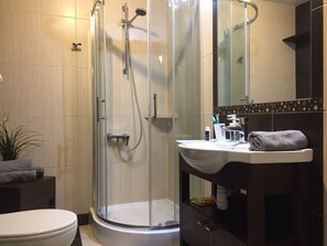 Haartrockner, Handtücher, Seife, Toilettenpapier