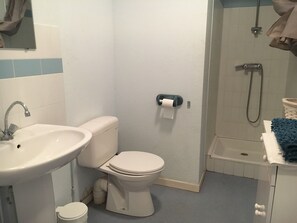 Regadera, amenidades de baño gratuitas, secadora de cabello, toallas 