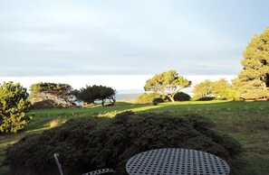 Outdoor dining - Private Courtyard with Hot Tub... Ocean View...2 min. walk to bluff (Sea Ranch)