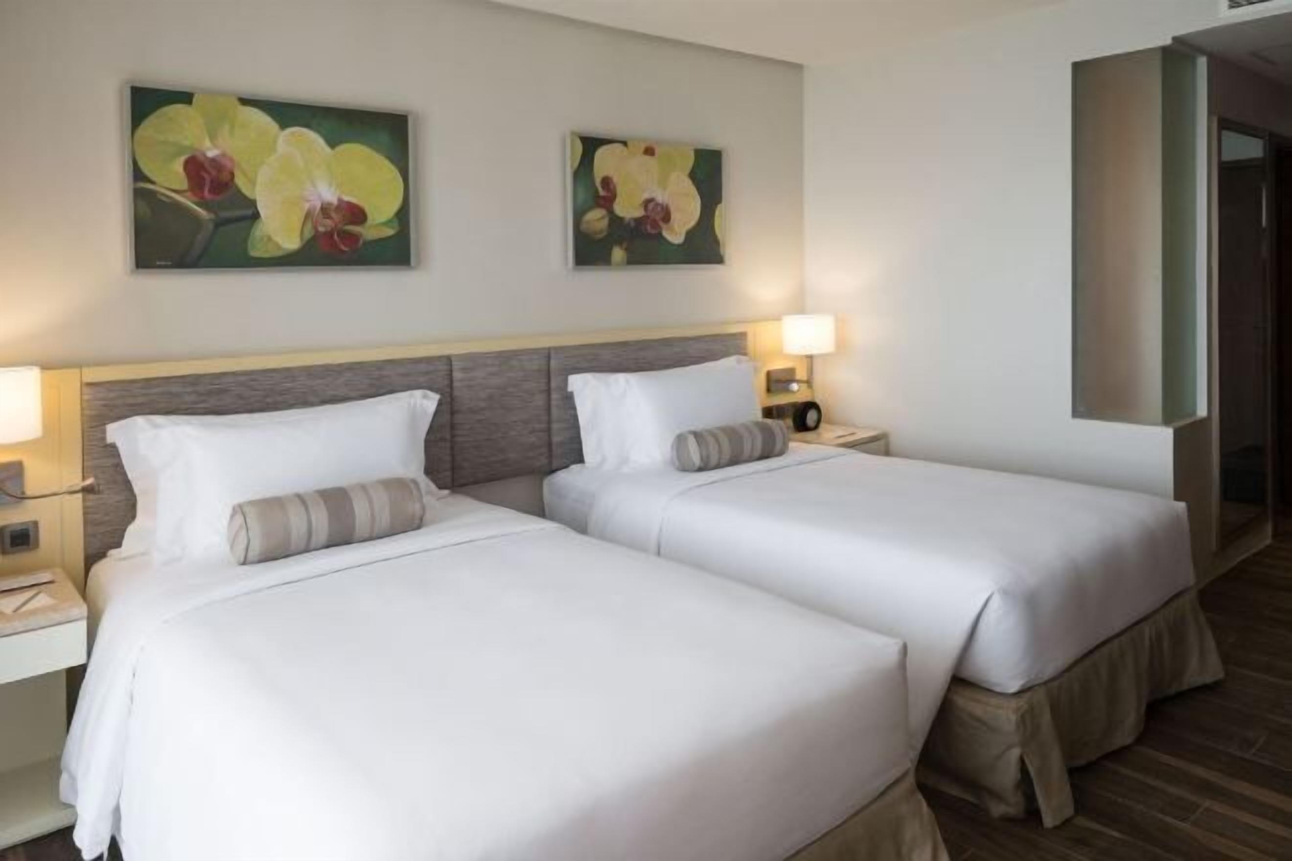 Hypo-allergenic bedding, minibar, in-room safe, desk